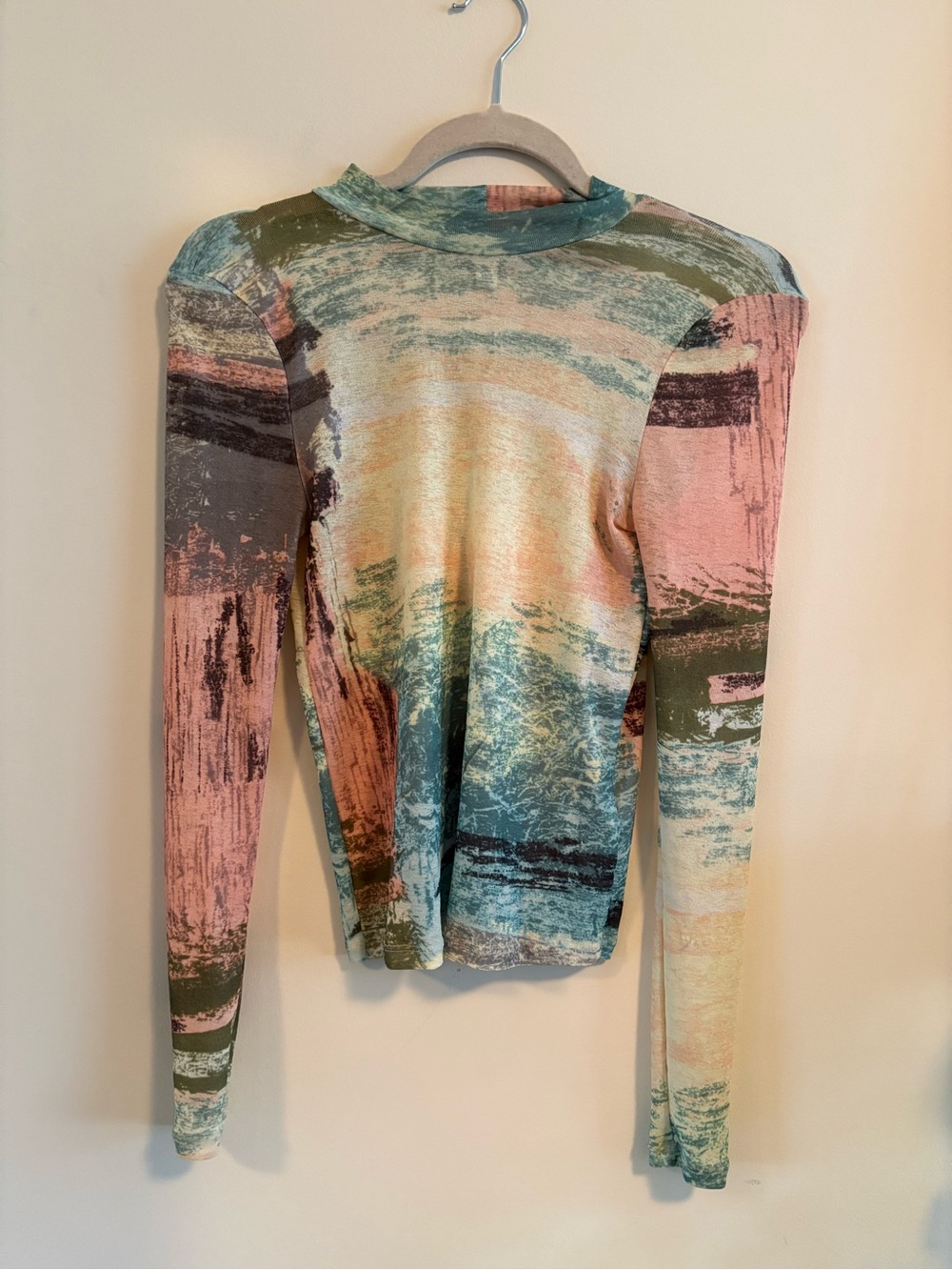Topshop Multicolor Abstract Long-Sleeve Tee
